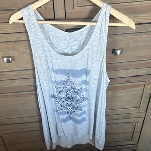 Gray Sleeveless Top with Blue Mandala Design